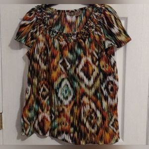 Art and Soul ahort sleeve blouse beaded on front XL